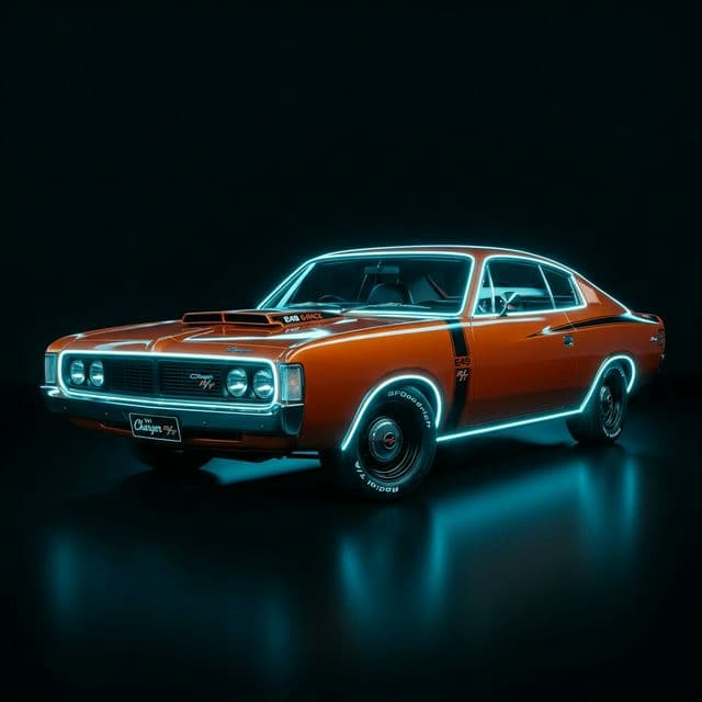 AI-generated illustrative artwork inspired by the VH Charger era.