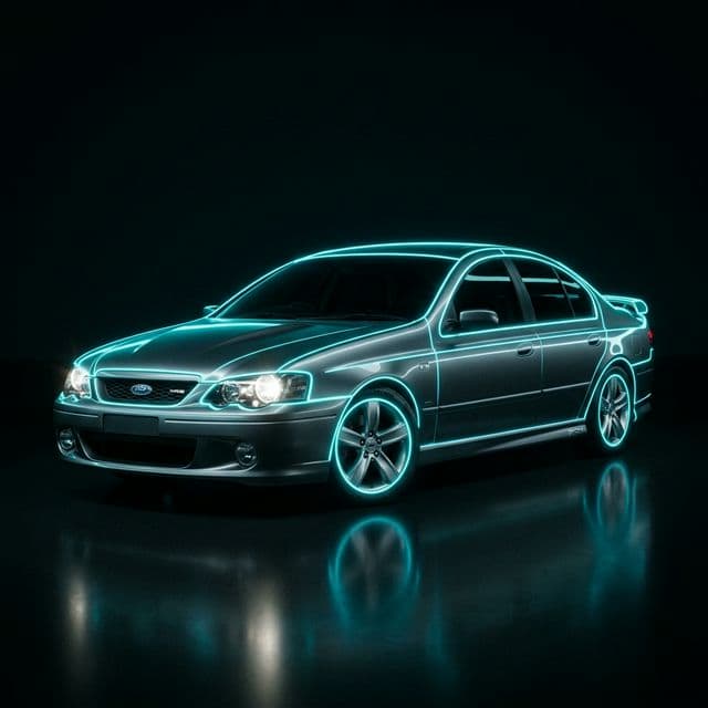 AI-generated illustrative artwork inspired by the Ford BA Falcon.