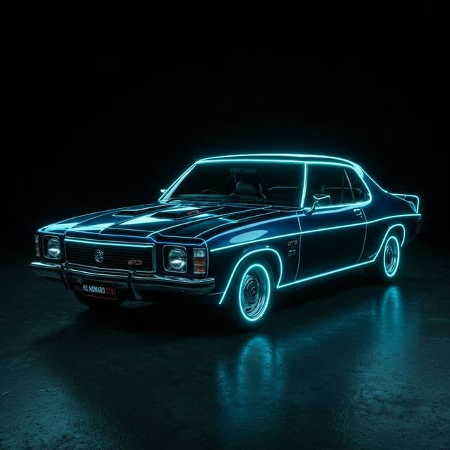 AI-generated illustrative artwork inspired by the Holden HX era.