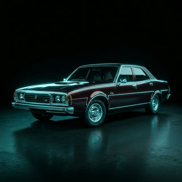 AI-generated illustrative artwork inspired by the Leyland P76 era.