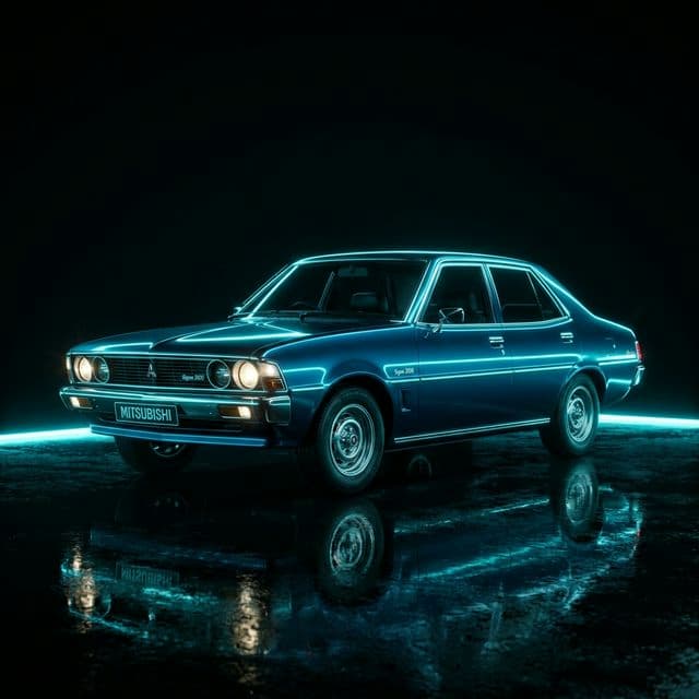 AI-generated illustrative artwork inspired by the Mitsubishi Sigma era.