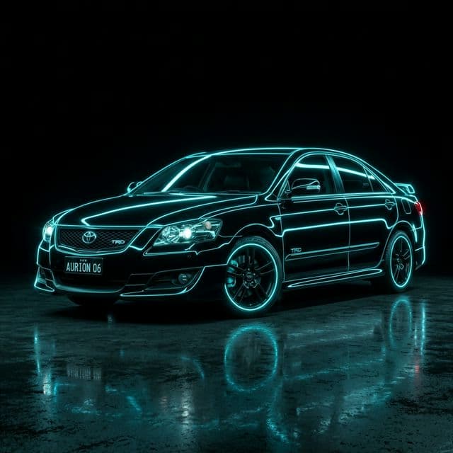 AI-generated illustrative artwork inspired by the Toyota Aurion era.